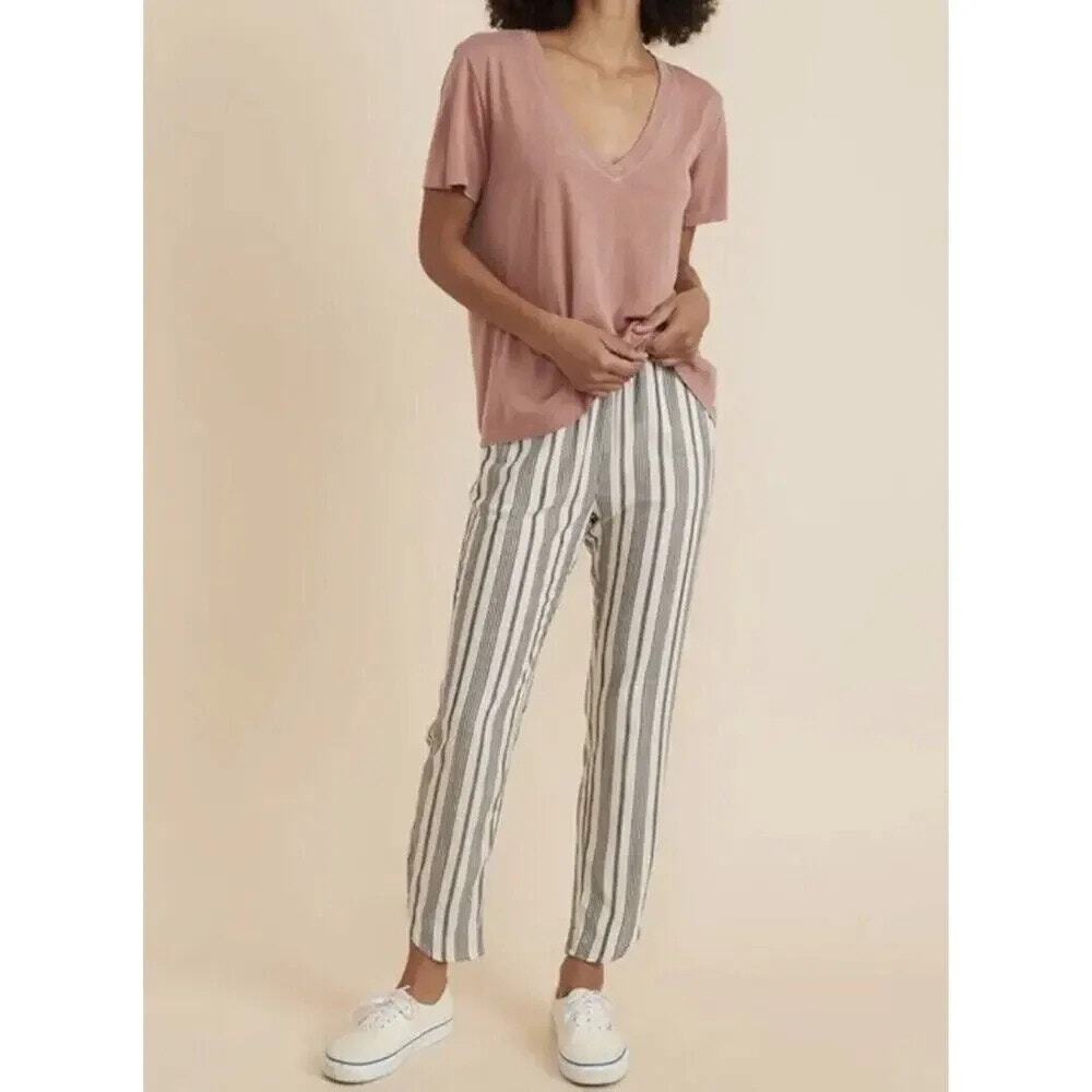 Marine Layer Women's Allison Pant Cream & Gray Stripe Pull On XS